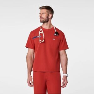 Figs Men's Vibrant Red Short Sleeve Tee- New